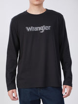 เสื้อยืดแขนยาวผู้ชาย ทรงตรง สีดำ