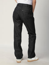 กางเกงยีนส์ผู้หญิง SUNSET FIT เอวกลาง ทรงตรง สียีนส์เข้ม