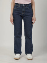 กางเกงยีนส์ผู้หญิง MOM FIT เอวสูง ทรงตรง สียีนส์กลาง