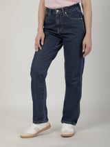 กางเกงยีนส์ผู้หญิง MOM FIT เอวสูง ทรงตรง สียีนส์กลาง