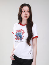 เสื้อยืดแขนสั้นผู้หญิง คอลเลคชั่น WRANGLER LEGENDS ทรงตรง สีครีม