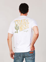 เสื้อยืดแขนสั้นผู้ชาย คอลเลคชั่น WRANGLER LEGENDS ทรงตรง สีครีม