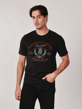 เสื้อยืดแขนสั้นผู้ชาย คอลเลคชั่น WRANGLER LEGENDS ทรงตรง สีดำ