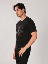 เสื้อยืดแขนสั้นผู้ชาย คอลเลคชั่น WRANGLER LEGENDS ทรงตรง สีดำ