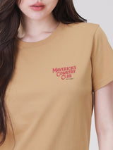 เสื้อยืดแขนสั้นผู้หญิง คอลเลคชั่น WRANGLER LEGENDS ทรงตรง สีเบจ