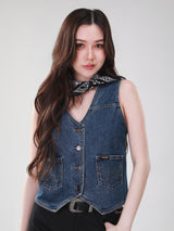 เสื้อกั๊กผู้หญิง คอลเลคชั่น WRANGLER LEGENDS ทรงตรง สียีนส์กลาง