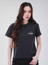 เสื้อยืดแขนสั้นผู้หญิง คอลเลคชั่น WRANGLER LEGENDS RELAXED FIT สีเทา