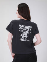 เสื้อยืดแขนสั้นผู้หญิง คอลเลคชั่น WRANGLER LEGENDS RELAXED FIT สีเทา