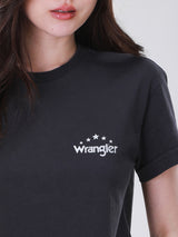 เสื้อยืดแขนสั้นผู้หญิง คอลเลคชั่น WRANGLER LEGENDS RELAXED FIT สีเทา