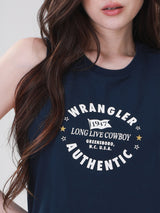 เสื้อยืดแขนกุดผู้หญิง คอลเลคชั่น WRANGLER LEGENDS Comfort Fit สีกรมท่า