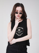 เสื้อยืดแขนกุดผู้หญิง คอลเลคชั่น WRANGLER LEGENDS ทรง Comfort สีดำ
