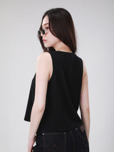 เสื้อยืดแขนกุดผู้หญิง คอลเลคชั่น WRANGLER LEGENDS ทรง Comfort สีดำ