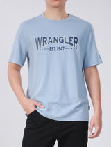 เสื้อยืดแขนสั้นผู้ชาย ทรงตรง สีฟ้า