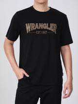 เสื้อยืดแขนสั้นผู้ชาย ทรงตรง สีดำ