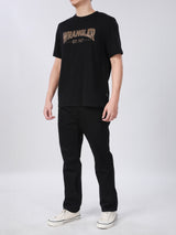 เสื้อยืดแขนสั้นผู้ชาย ทรงตรง สีดำ