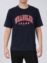 เสื้อยืดแขนสั้นผู้ชาย ทรงตรง สีกรมท่า