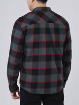 เสื้อเชิ้ตแขนยาวผู้ชาย ทรงตรง สีเขียวมะกอก