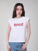 เสื้อยืดแขนกุดผู้หญิง ทรงตรง สีขาว