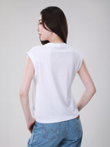เสื้อยืดแขนกุดผู้หญิง ทรงตรง สีขาว