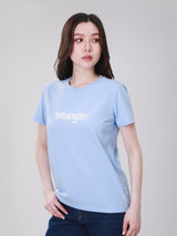 เสื้อยืดแขนสั้นผู้หญิง ทรงตรง สีฟ้า