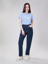 เสื้อยืดแขนสั้นผู้หญิง ทรงตรง สีฟ้า