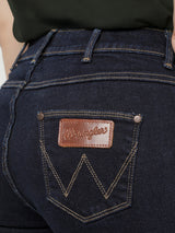 กางเกงยีนส์ผู้หญิง LARA FIT เอวกลาง ทรงเข้ารูป สียีนส์เข้ม