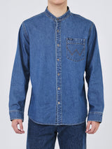 เสื้อเชิ้ตแขนยาวผู้ชาย ทรงตรง สียีนส์กลาง