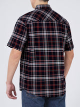 เสื้อเชิ้ตแขนสั้นผู้ชาย ทรงตรง สีกรมท่า