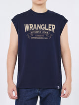 เสื้อยืดแขนกุดผู้ชาย ทรงตรง สีกรมท่า