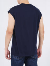 เสื้อยืดแขนกุดผู้ชาย ทรงตรง สีกรมท่า