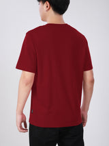 เสื้อยืดแขนสั้นผู้ชาย ทรงตรง สีแดง