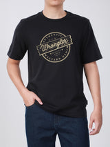 เสื้อยืดแขนสั้นผู้ชาย ทรงตรง สีดำ