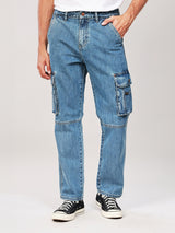 กางเกงยีนส์ผู้ชาย คอลเลคชั่น WRANGLER LEGENDS CARGO FIT เอวกลาง ทรงตรง สียีนส์อ่อน