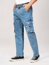 กางเกงยีนส์ผู้ชาย คอลเลคชั่น WRANGLER LEGENDS CARGO FIT เอวกลาง ทรงตรง สียีนส์อ่อน