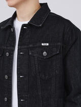 REGULAR FIT MEN'S DENIM JACKET BLACK