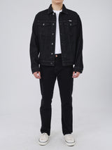 REGULAR FIT MEN'S DENIM JACKET BLACK