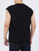 เสื้อยืดแขนกุดผู้ชาย ทรงตรง สีดำ