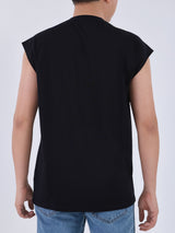 เสื้อยืดแขนกุดผู้ชาย ทรงตรง สีดำ
