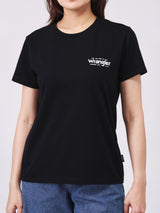 เสื้อยืดแขนสั้นผู้หญิง ทรงตรง สีดำ