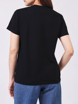 เสื้อยืดแขนสั้นผู้หญิง ทรงตรง สีดำ