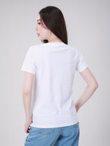 เสื้อยืดแขนสั้นผู้หญิง ทรงตรง สีขาว