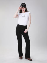 เสื้อยืดแขนกุดผู้หญิง ทรงตรง สีขาว