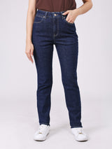 กางเกงยีนส์ผู้หญิง SLIM FIT เอวกลาง ทรงเข้ารูป สียีนส์เข้ม