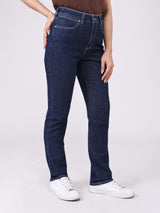 กางเกงยีนส์ผู้หญิง SLIM FIT เอวกลาง ทรงเข้ารูป สียีนส์เข้ม