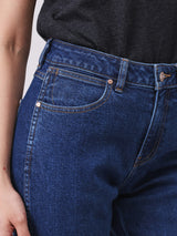 STRAIGHT FIT HIGH RISE SLIM WOMEN'S JEANS MID INDIGO