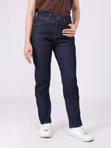 STRAIGHT FIT HIGH RISE SLIM WOMEN'S JEANS DARK INDIGO