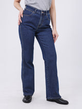 กางเกงยีนส์ผู้หญิง BOOTCUT FIT เอวสูง ทรงขาม้า สียีนส์กลาง