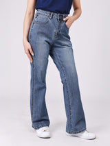 BOOTCUT FIT HIGH RISE REGULAR-BOOTCUT WOMEN'S JEANS MID INDIGO