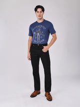 เสื้อยืดแขนสั้นผู้ชาย คอลเลคชั่น BEYOND INDIGO ทรงตรง สีกรมท่า