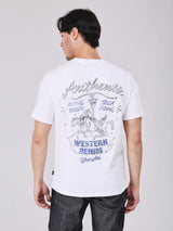 เสื้อยืดแขนสั้นผู้ชาย คอลเลคชั่น BEYOND DENIM ทรงตรง สีขาว